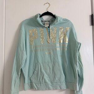 Victoria's Secret Mint Green Hoodie with Gold Lettering